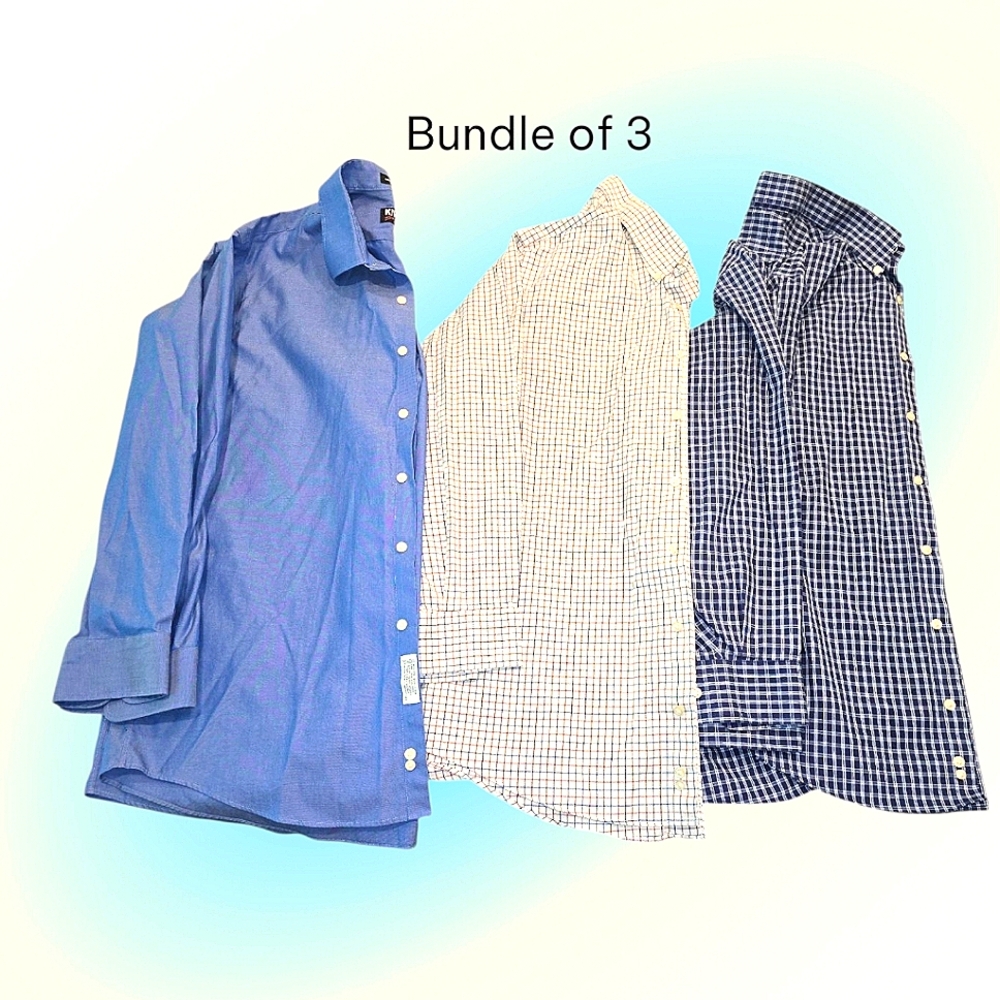 Kirkland Signature Bundle of 3 Men's Traditional Fit Dress Shirts